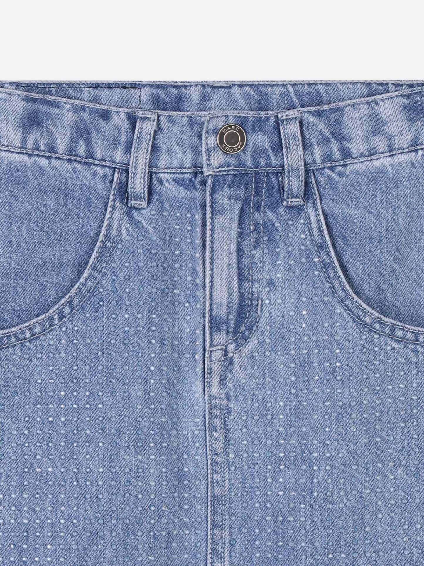Girls Diamante Denim Skirt in Blue