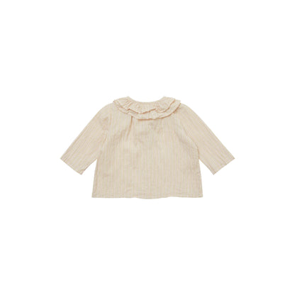 女婴浅黄色条纹棉衬衫