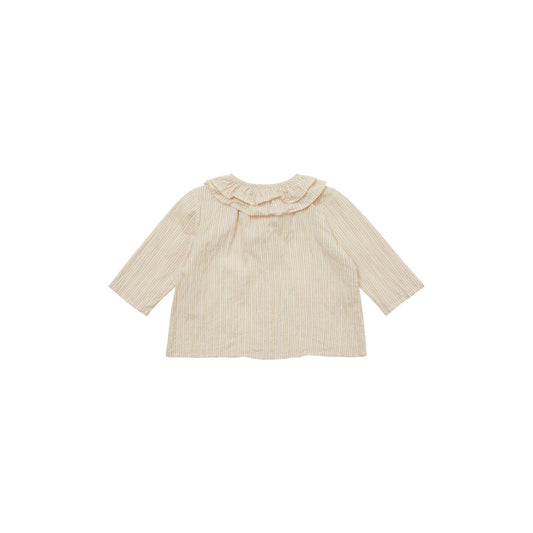 女婴浅黄色条纹棉衬衫