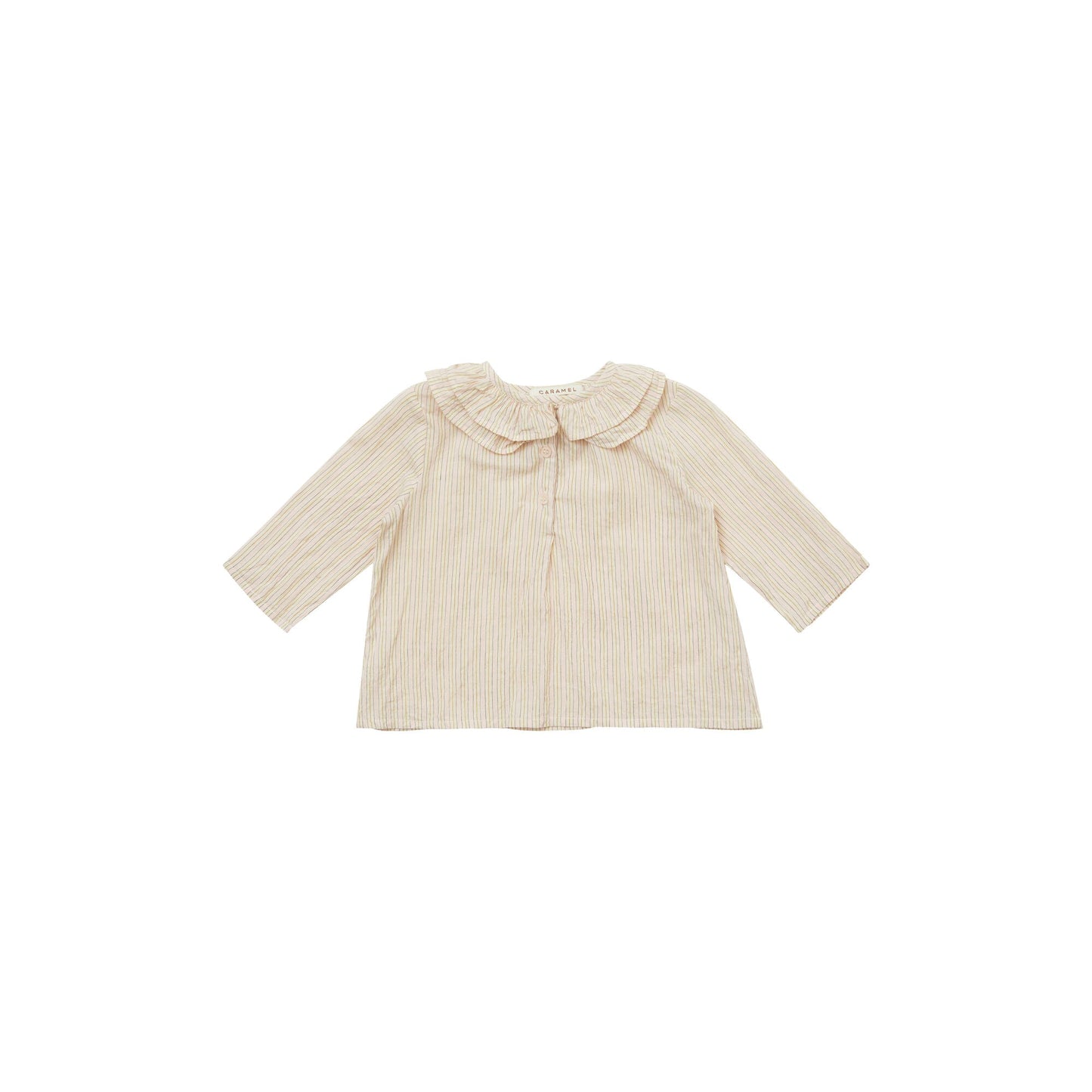 女婴浅黄色条纹棉衬衫