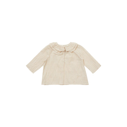 女婴浅黄色条纹棉衬衫