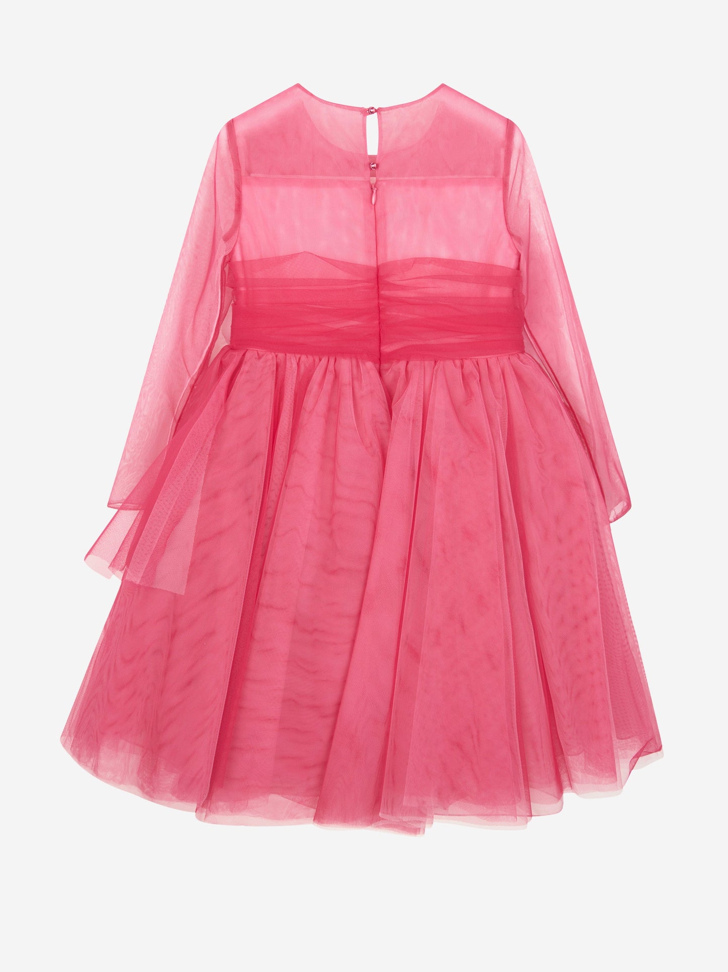 Marchesa 女童粉色 Volant 薄纱礼服