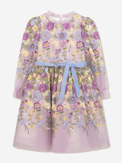 Marchesa 女童花朵刺绣薄纱礼服（多色）