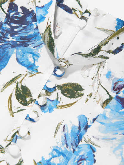 Marchesa 女童蓝色花卉印花连衣裙