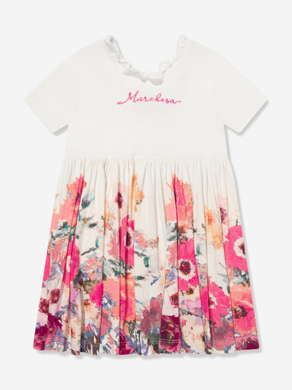 Marchesa 女童徽标刺绣花卉连衣裙（多色）