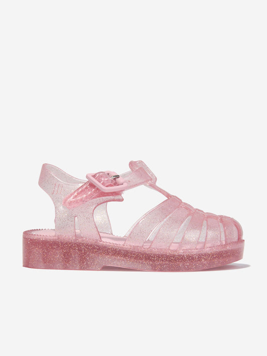 Mini Melissa 女童粉色闪光果冻凉鞋