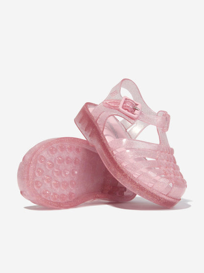 Mini Melissa 女童粉色闪光果冻凉鞋