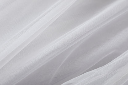 女童银色荷叶边珍珠拼纱连衣裙