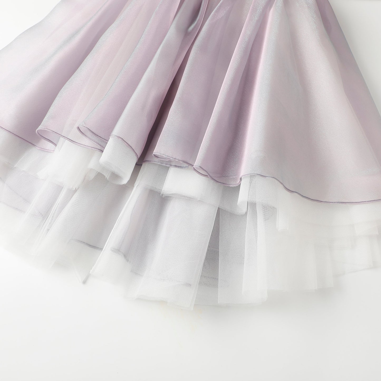 女童紫色欧根纱两穿裙