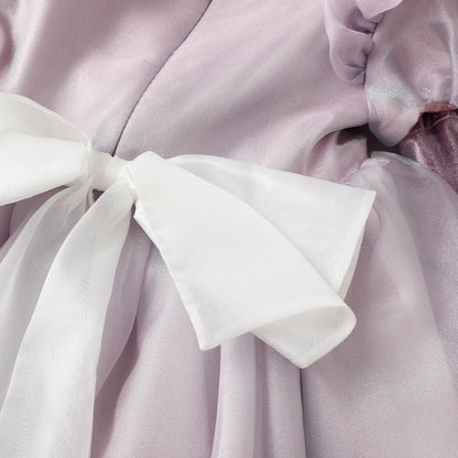 女童紫色欧根纱两穿裙