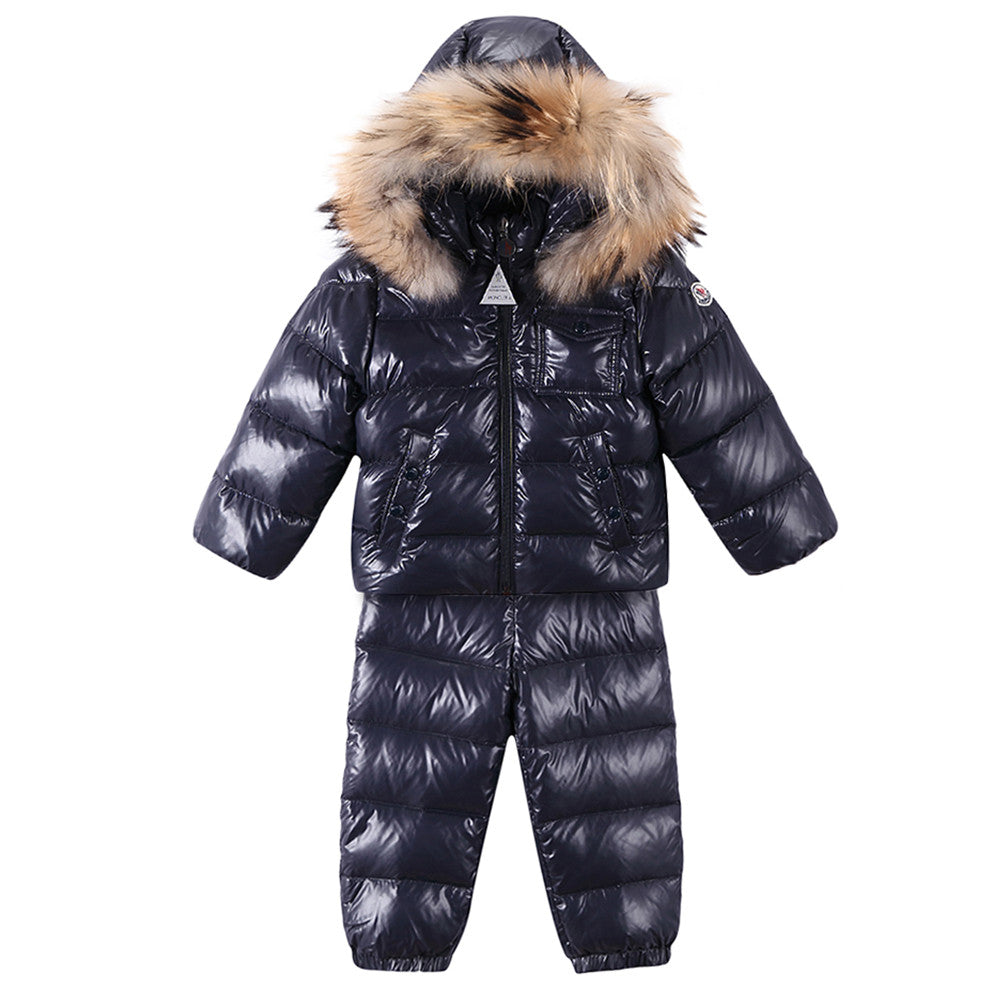 Baby Navy Blue 'Remy' Down Padded 2 Piece Snow Set