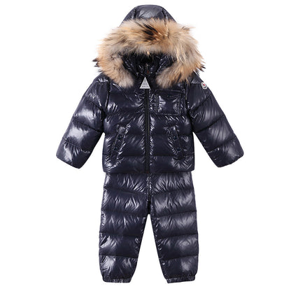 Baby Navy Blue 'Remy' Down Padded 2 Piece Snow Set