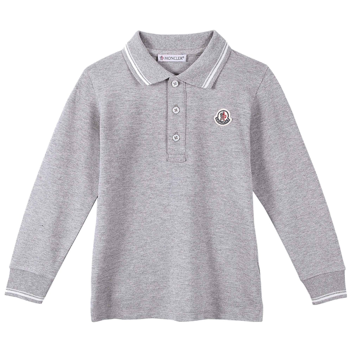 Baby Boys Grey Long Sleeve Cotton Logo Polo Shirt