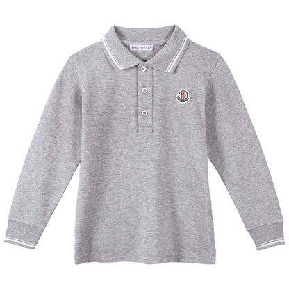 Baby Boys Grey Long Sleeve Cotton Logo Polo Shirt