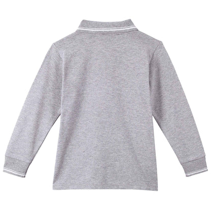 Baby Boys Grey Long Sleeve Cotton Logo Polo Shirt