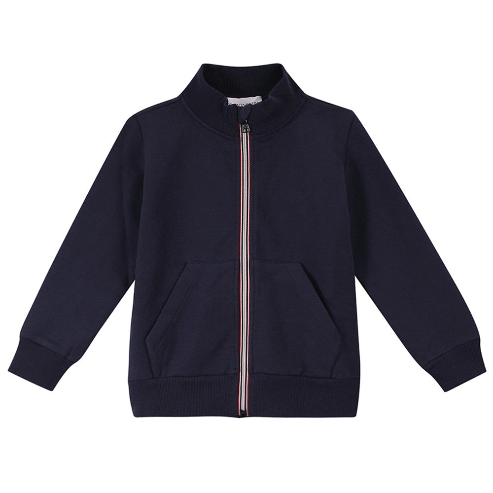 Baby Boys Navy Blue Rib Cuffs Cotton Tracksuit