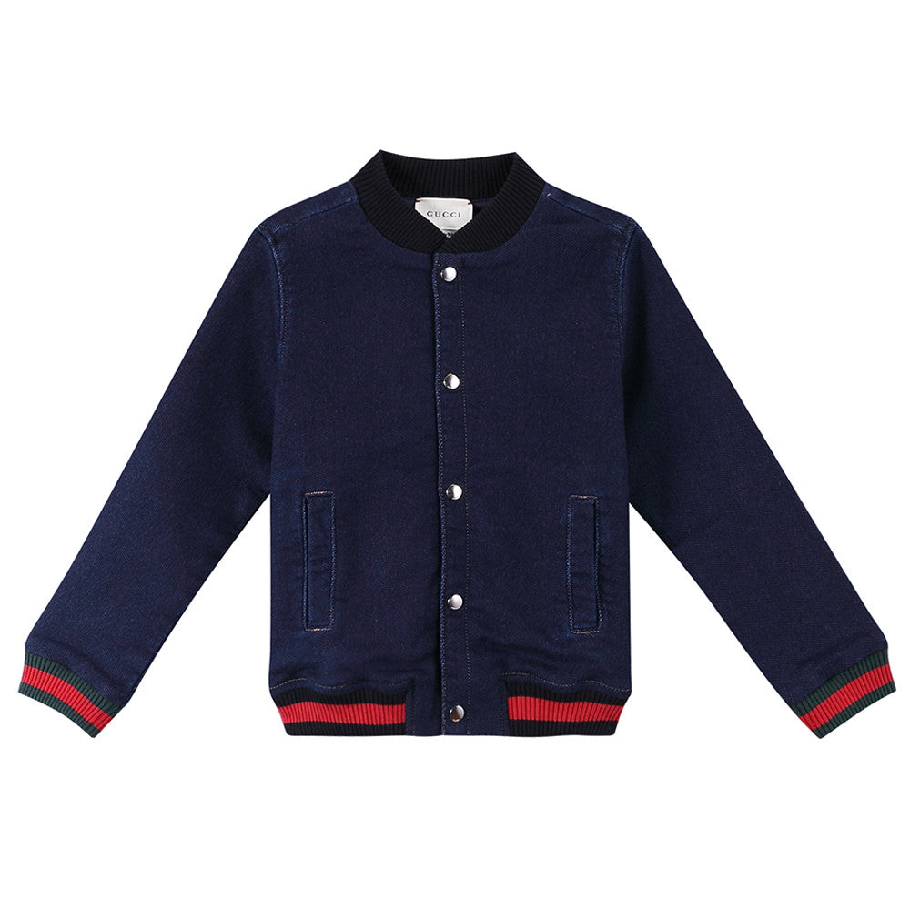 Baby Boys Navy Blue Ribbed Cotton Jacket