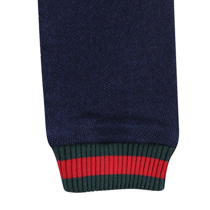 Baby Boys Navy Blue Ribbed Cotton Jacket
