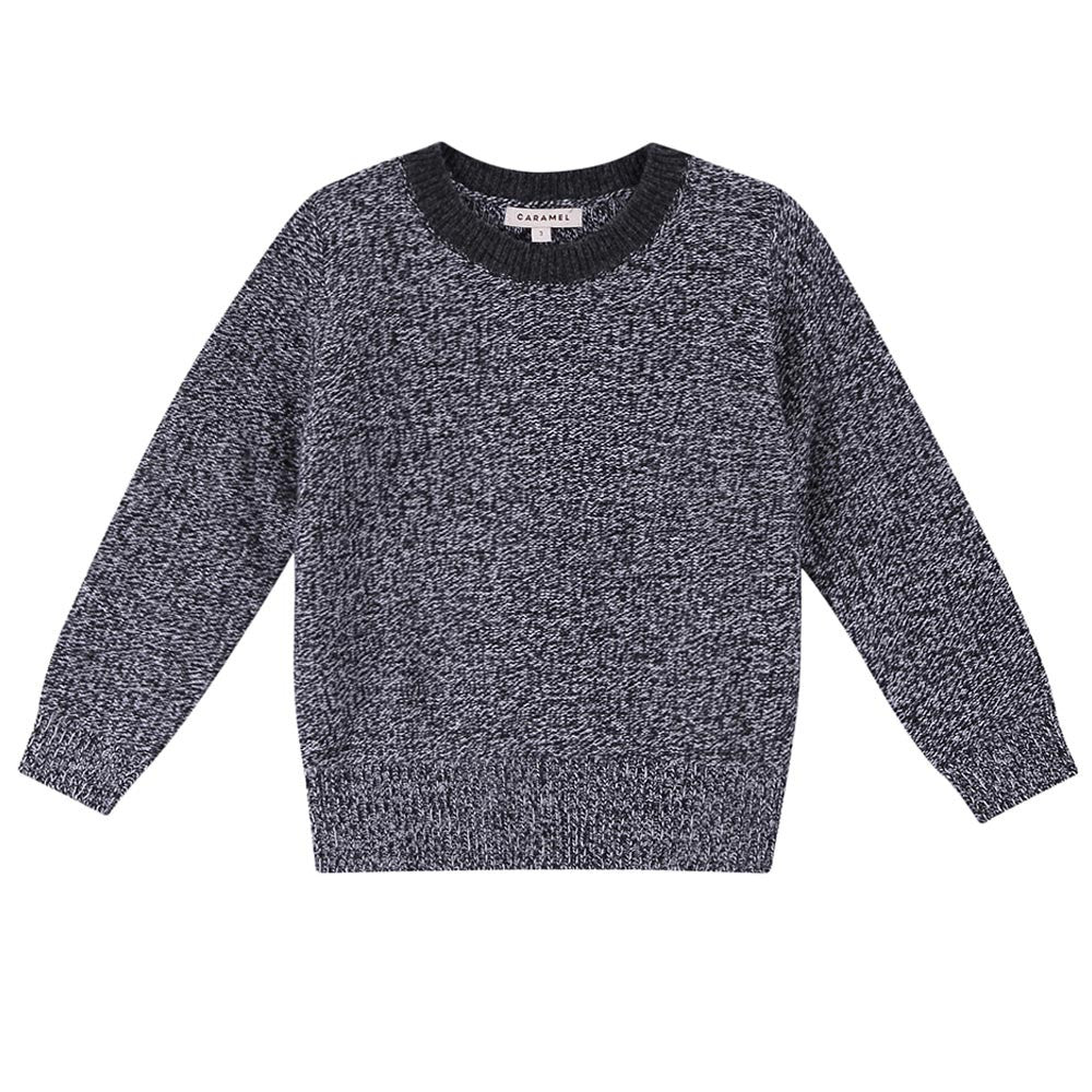 Boys & Girls Black Melange Wool Knitted Sweater