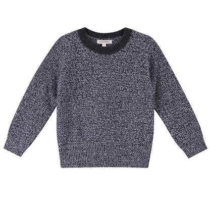 Boys & Girls Black Melange Wool Knitted Sweater