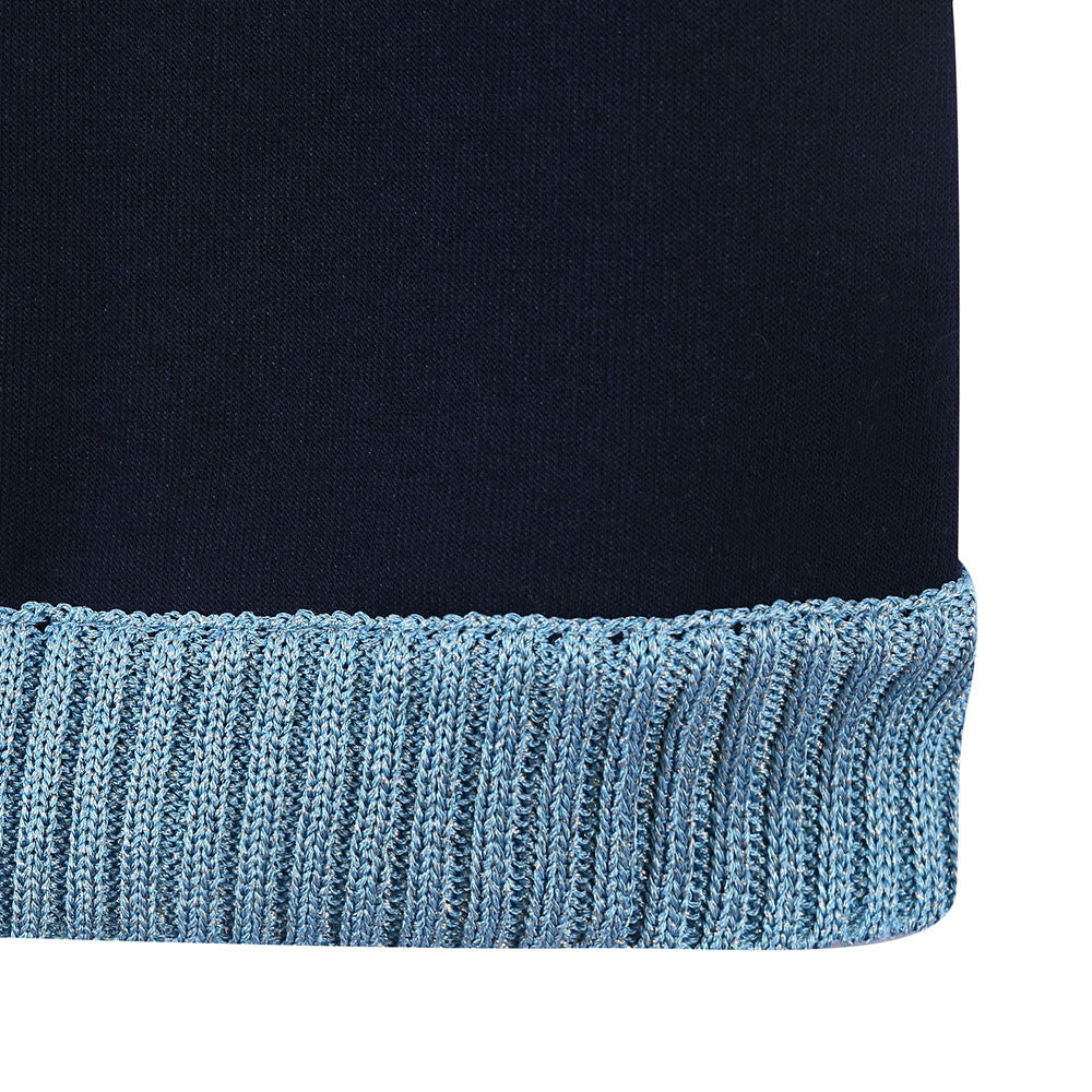 Baby Girls Navy Blue Knitted Flower Trims Sweater