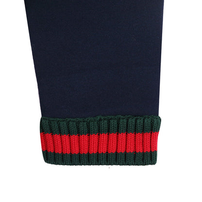 Baby Girls Navy Blue Knitted Flower Trims Sweater