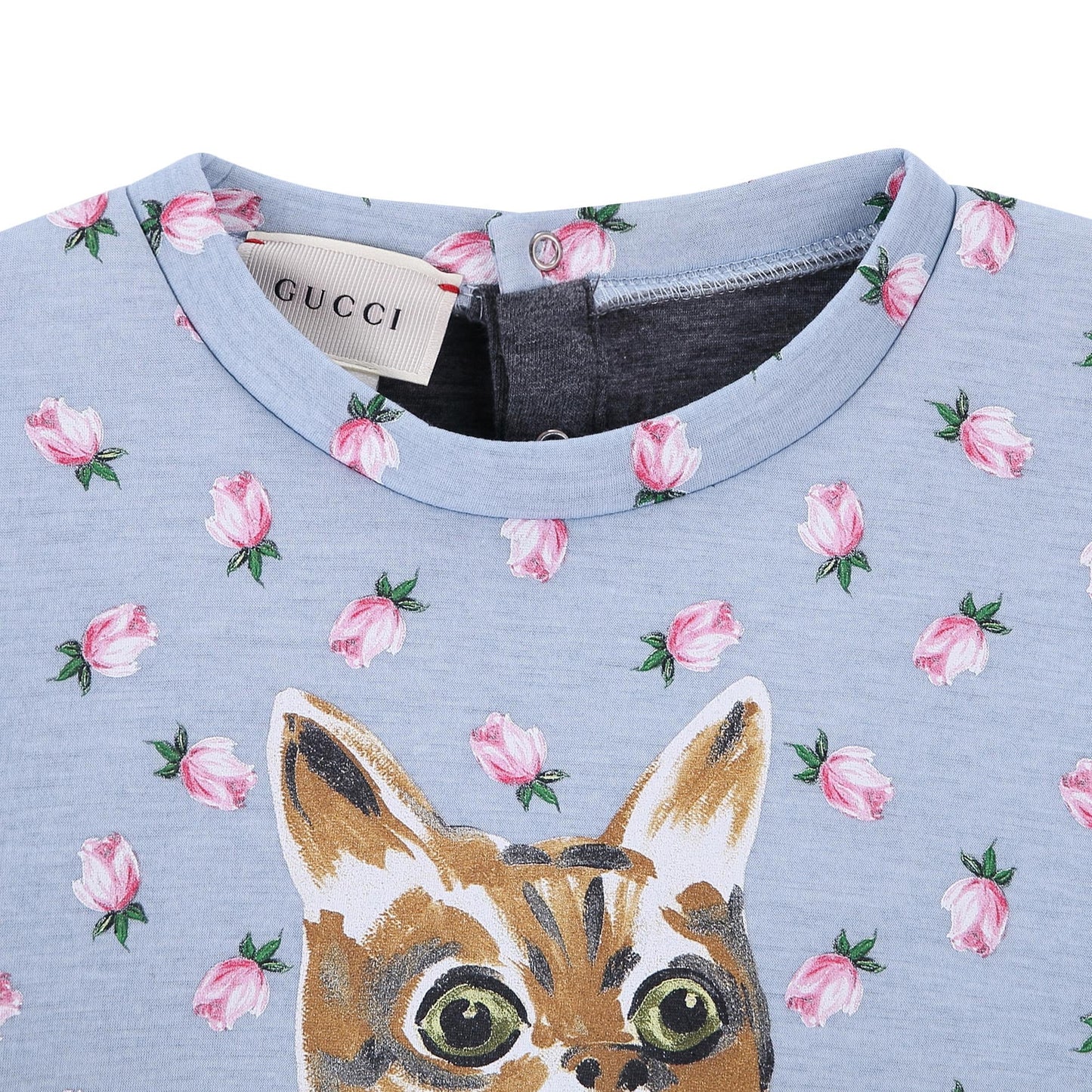 Baby Girls Pale Blue Allover Flower Printed Sweatshirt
