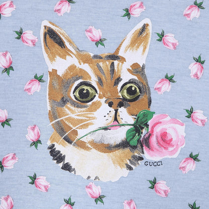 Baby Girls Pale Blue Allover Flower Printed Sweatshirt