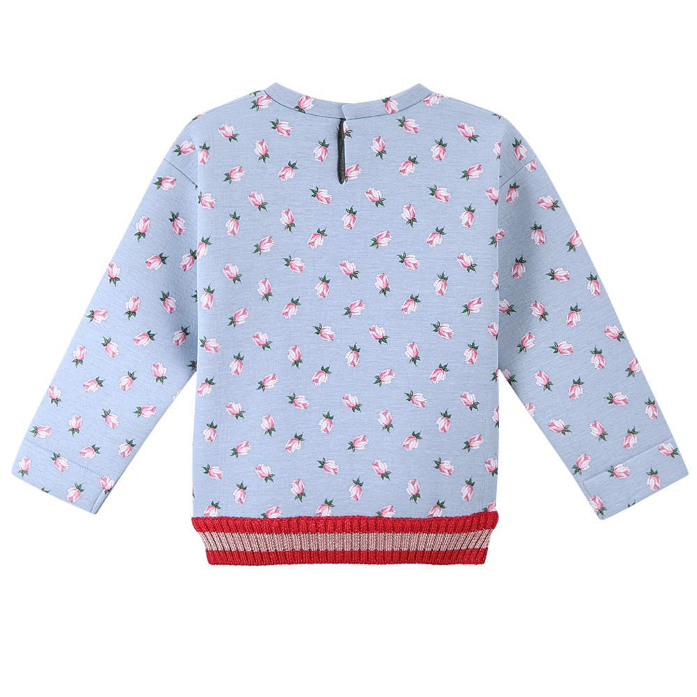 Baby Girls Pale Blue Allover Flower Printed Sweatshirt