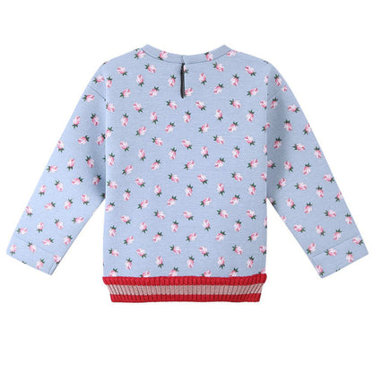 Baby Girls Pale Blue Allover Flower Printed Sweatshirt
