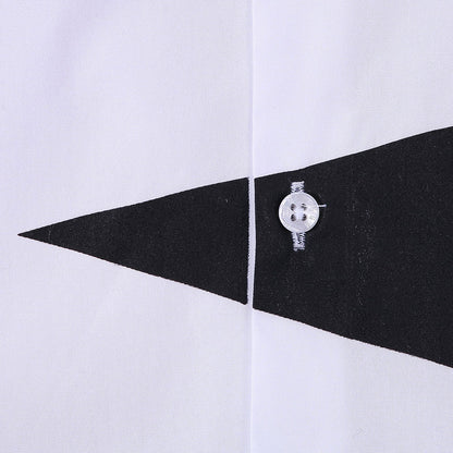 Boys White Cotton Shirt With Black Star Trims