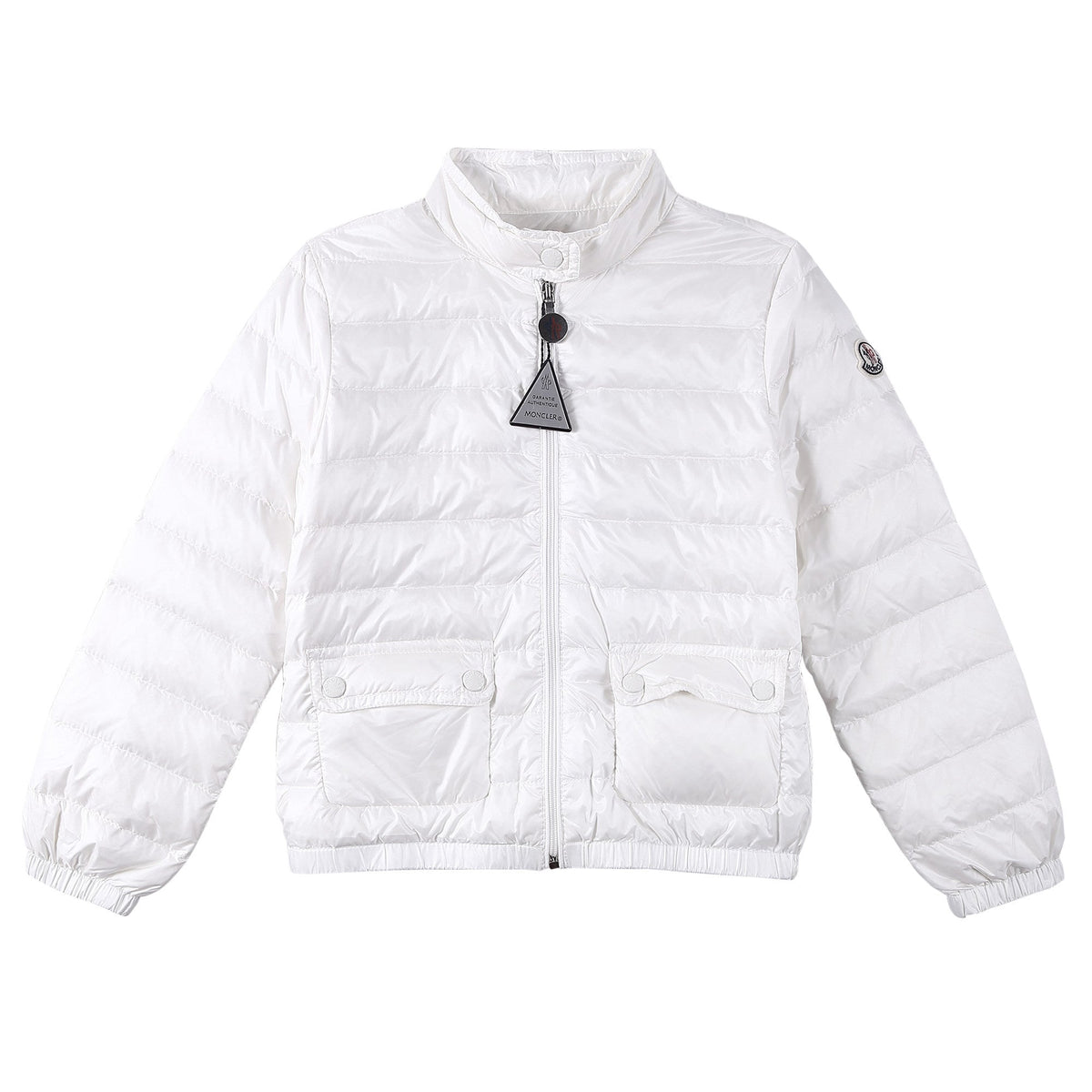 Girls White Down Padded 'Lans' Jacket With Patch Pocket