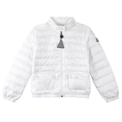Girls White Down Padded 'Lans' Jacket With Patch Pocket
