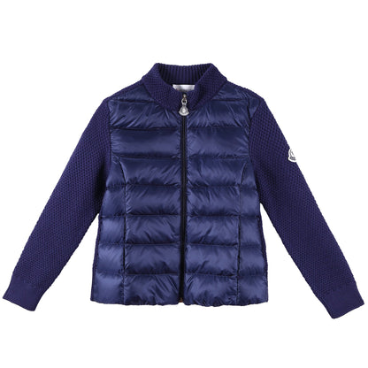 Boys Navy Blue Down Padded Knitted Jackets