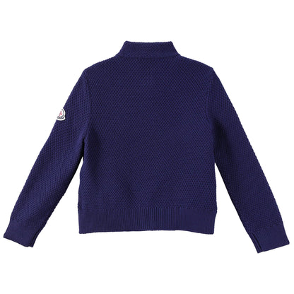 Boys Navy Blue Down Padded Knitted Jackets