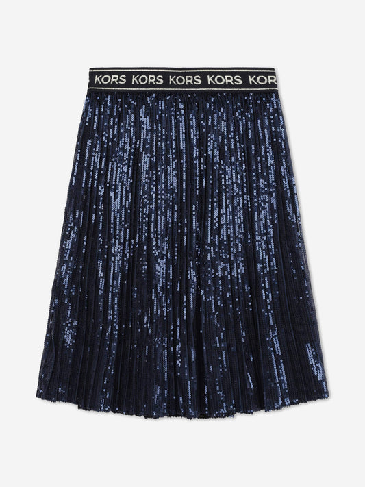 Michael Kors 女童褶饰亮片中长裙（海军蓝）