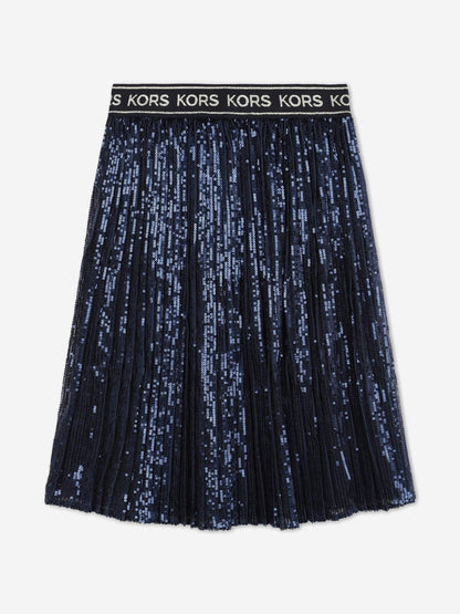 Michael Kors 女童褶饰亮片中长裙（海军蓝）