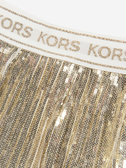 Michael Kors 金色女童褶饰亮片中长裙