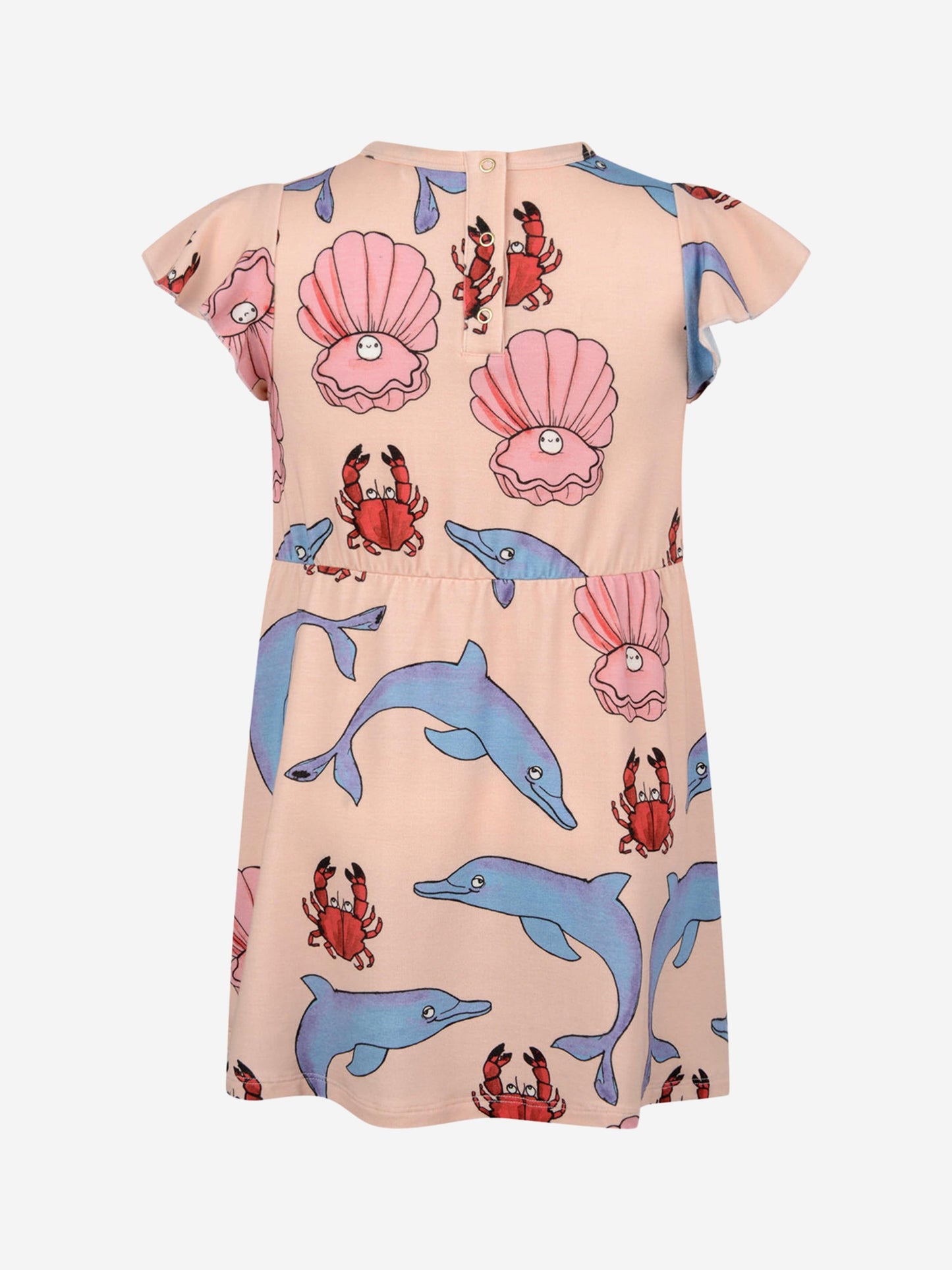 Mini Rodini 女童粉色棉质海豚印花连衣裙