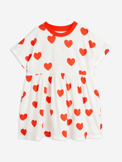 Mini Rodini 女孩红色爱心印花连衣裙