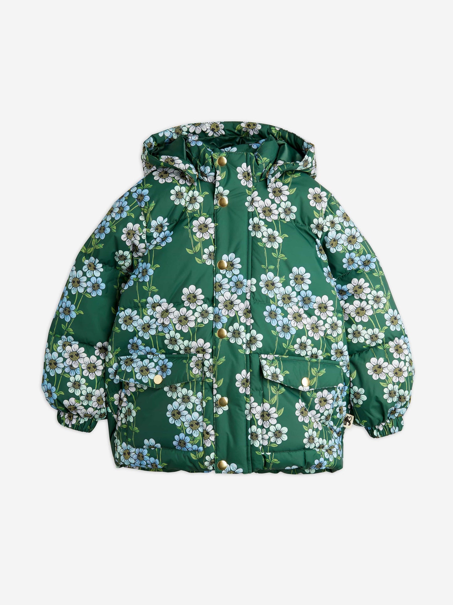 Mini Rodini 女童 Daisy 厚重连帽羽绒夹克（绿色）