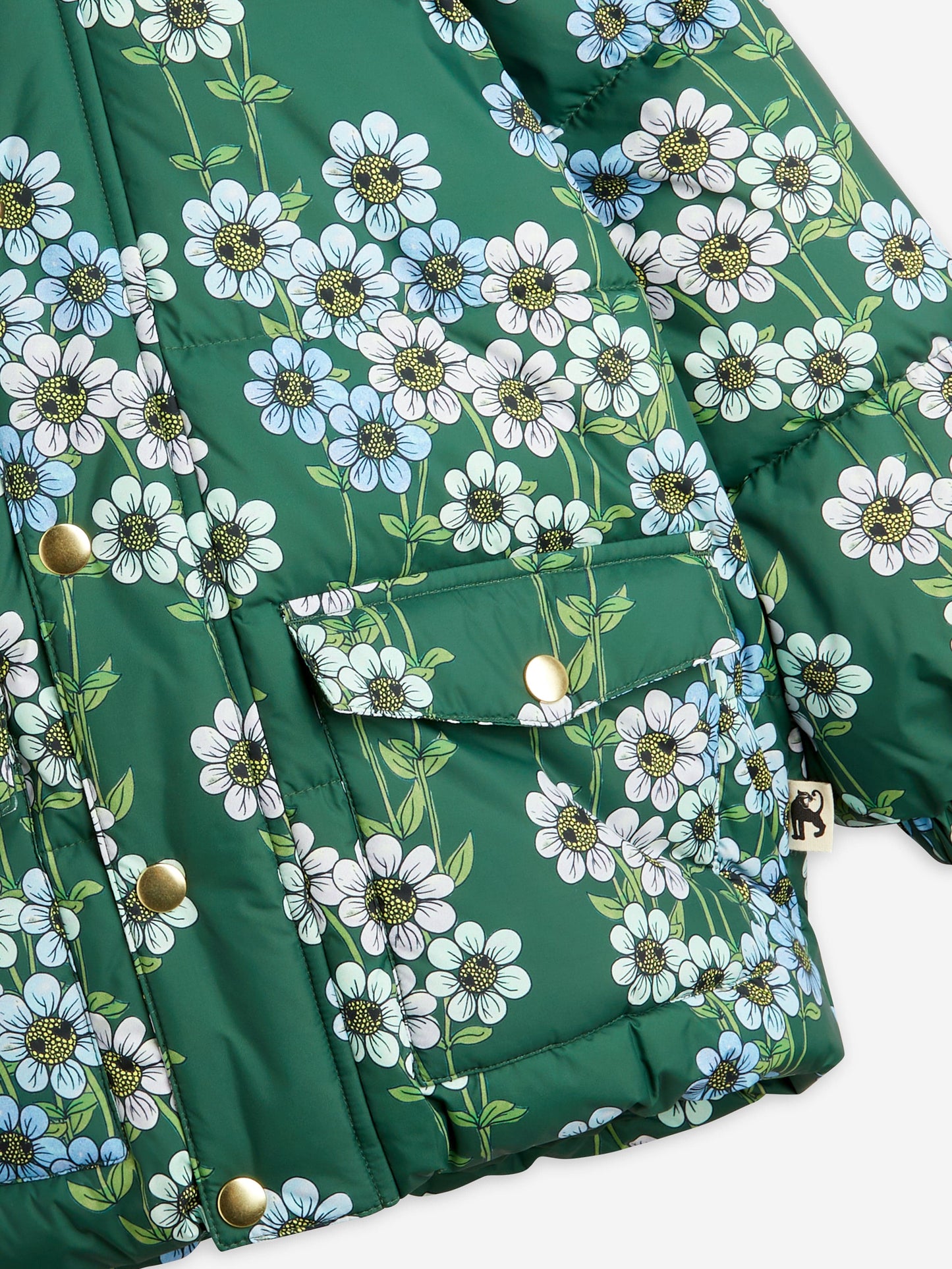 Mini Rodini 女童 Daisy 厚重连帽羽绒夹克（绿色）