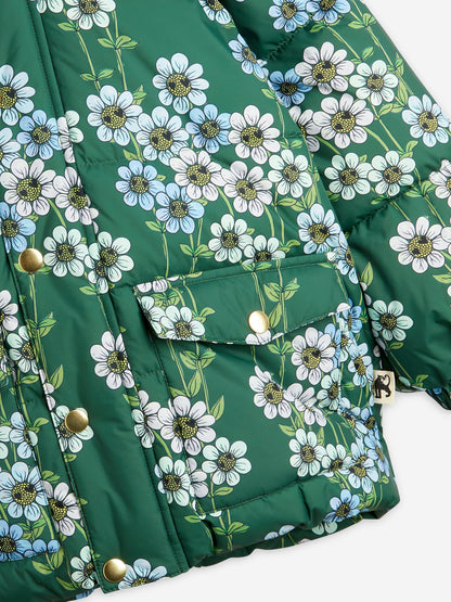 Mini Rodini 女童 Daisy 厚重连帽羽绒夹克（绿色）