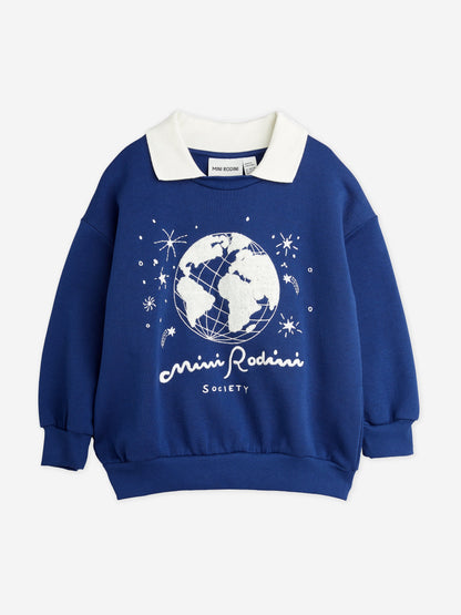 Mini Rodini Kids Society 蓝色刺绣领口运动衫
