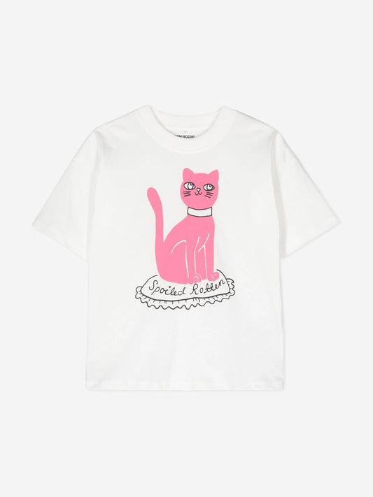 Mini Rodini Kids 白色猫咪 T 恤
