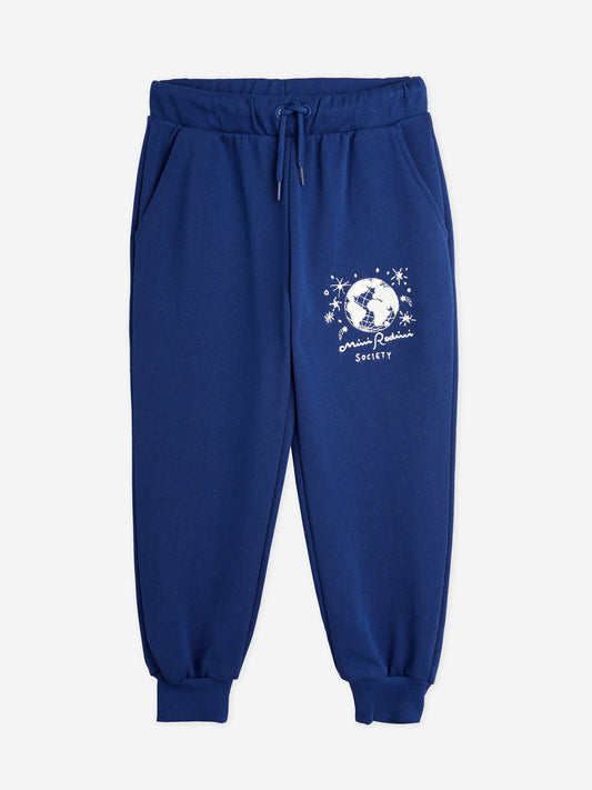Mini Rodini Kids Society 蓝色刺绣慢跑裤
