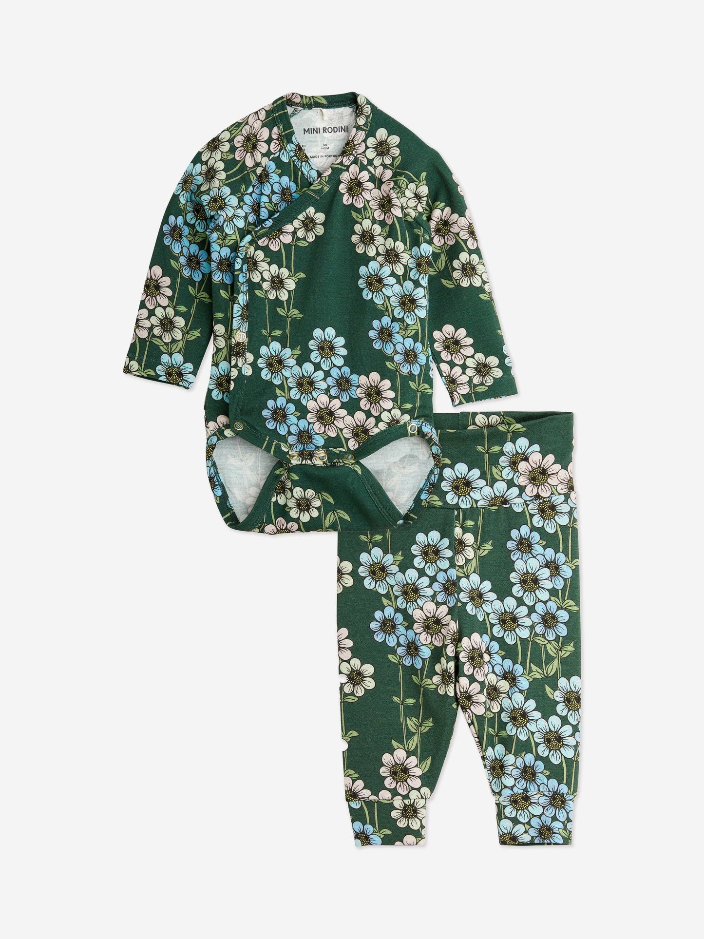 Mini Rodini 女婴雏菊连体衣套装（绿色）