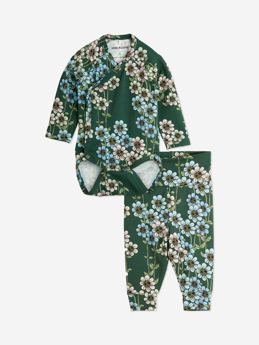 Mini Rodini 女婴雏菊连体衣套装（绿色）
