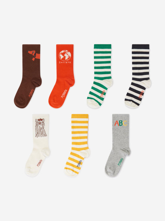 Mini Rodini Kids Society 7 双装袜子套装（多色）
