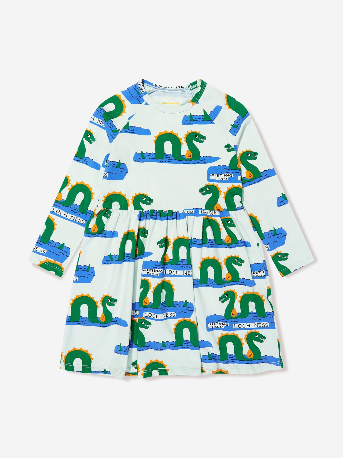 Mini Rodini 女童有机棉尼斯湖长袖连衣裙（绿色）